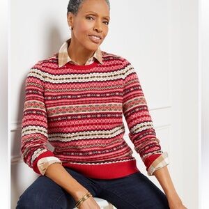 Talbots Colorful  Fair Isle Crewneck Sweater LP